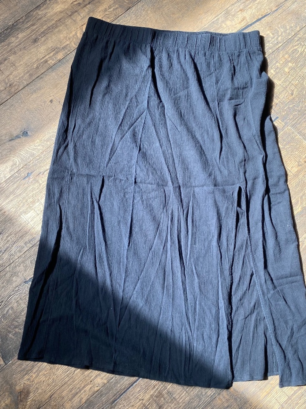 Lands' End Black Crinkle Midi Skirt 100% Cotton Plus Size 2X
